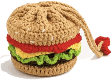 Burger Drawstring Pouch — jahitan rajut handmade ElszCrochet