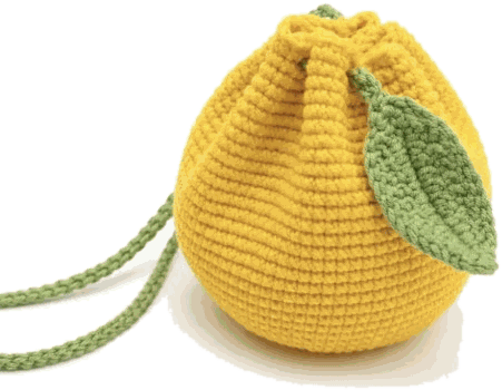 Lemon Drawstring Pouch — jahitan rajut handmade ElszCrochet