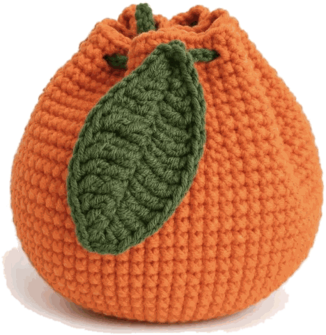 Orange 3D Pouch — jahitan rajut handmade ElszCrochet