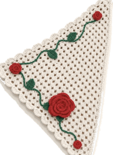 Red Rose Kerchief — jahitan rajut handmade ElszCrochet