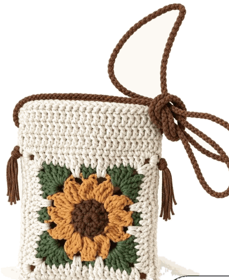 Granny Sunflower Mini Sling — jahitan rajut handmade ElszCrochet